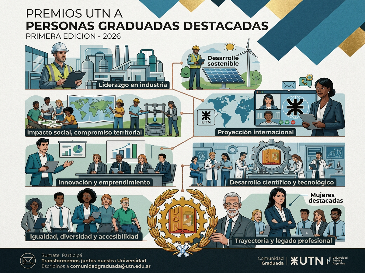 Convocatoria a los Premios UTN 2026 para graduados destacados en Mar del Plata.